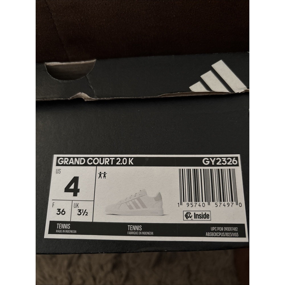 NEW ADIDAS Grand Court 2.0 Shoes Kids Size 4 White & Iridescent GY2326 Adidas - Picture 10 of 10